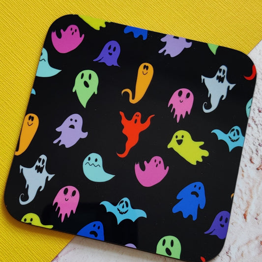 Multi-coloured Ghost Square Coaster