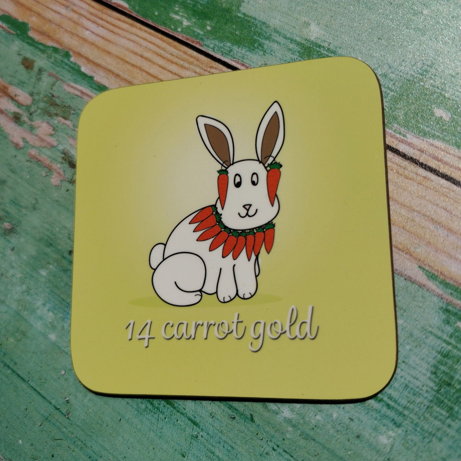 14 Carrot Gold Illustrated Coaster - Fay Dixon Design