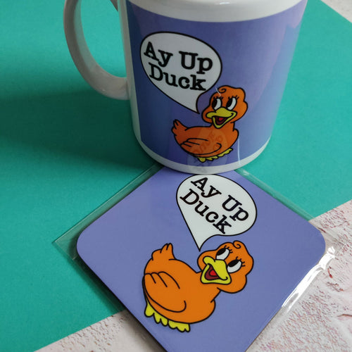 Ay Up Duck Square Coaster - Fay Dixon Design