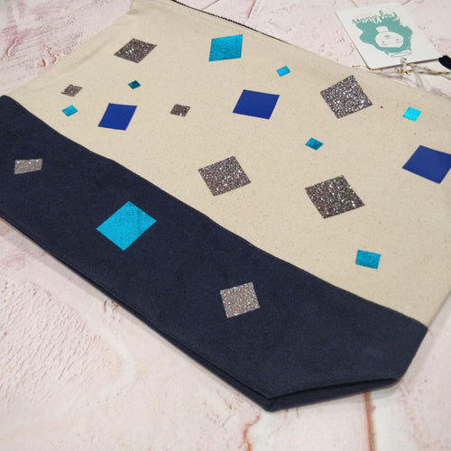 Blue, teal and silver glitter Cotton Pouch - Fay Dixon Design