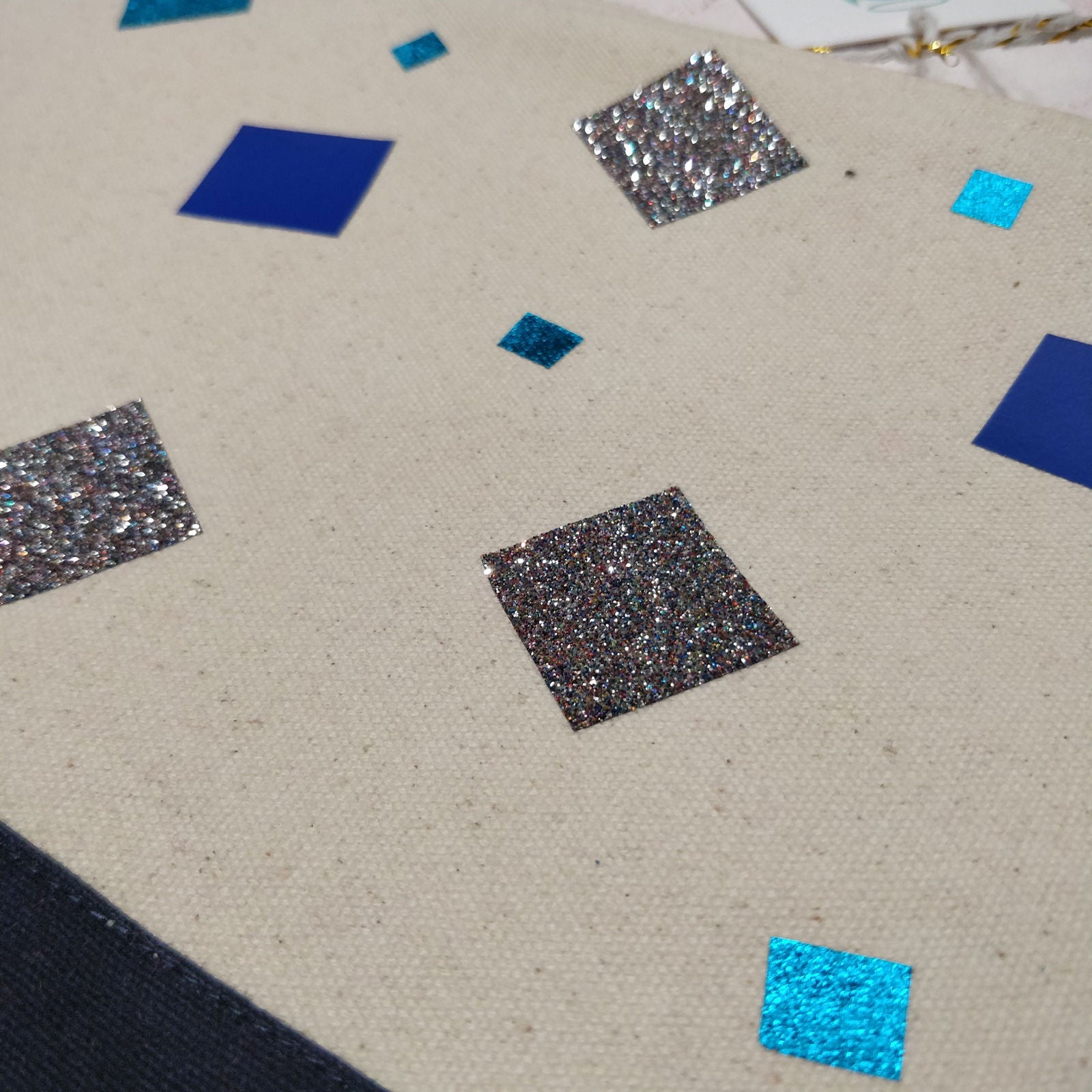 Blue, teal and silver glitter Cotton Pouch - Fay Dixon Design