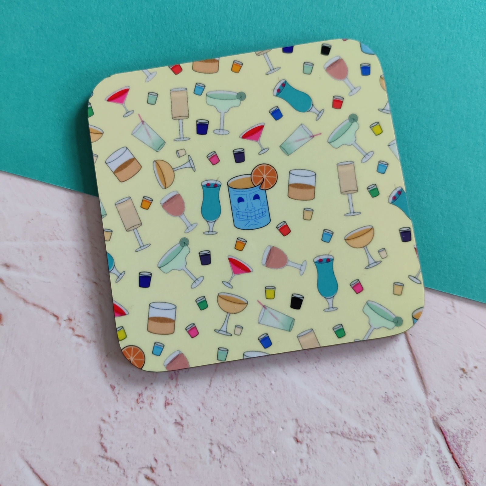 Cocktails & Shots Square Coaster - Fay Dixon Design
