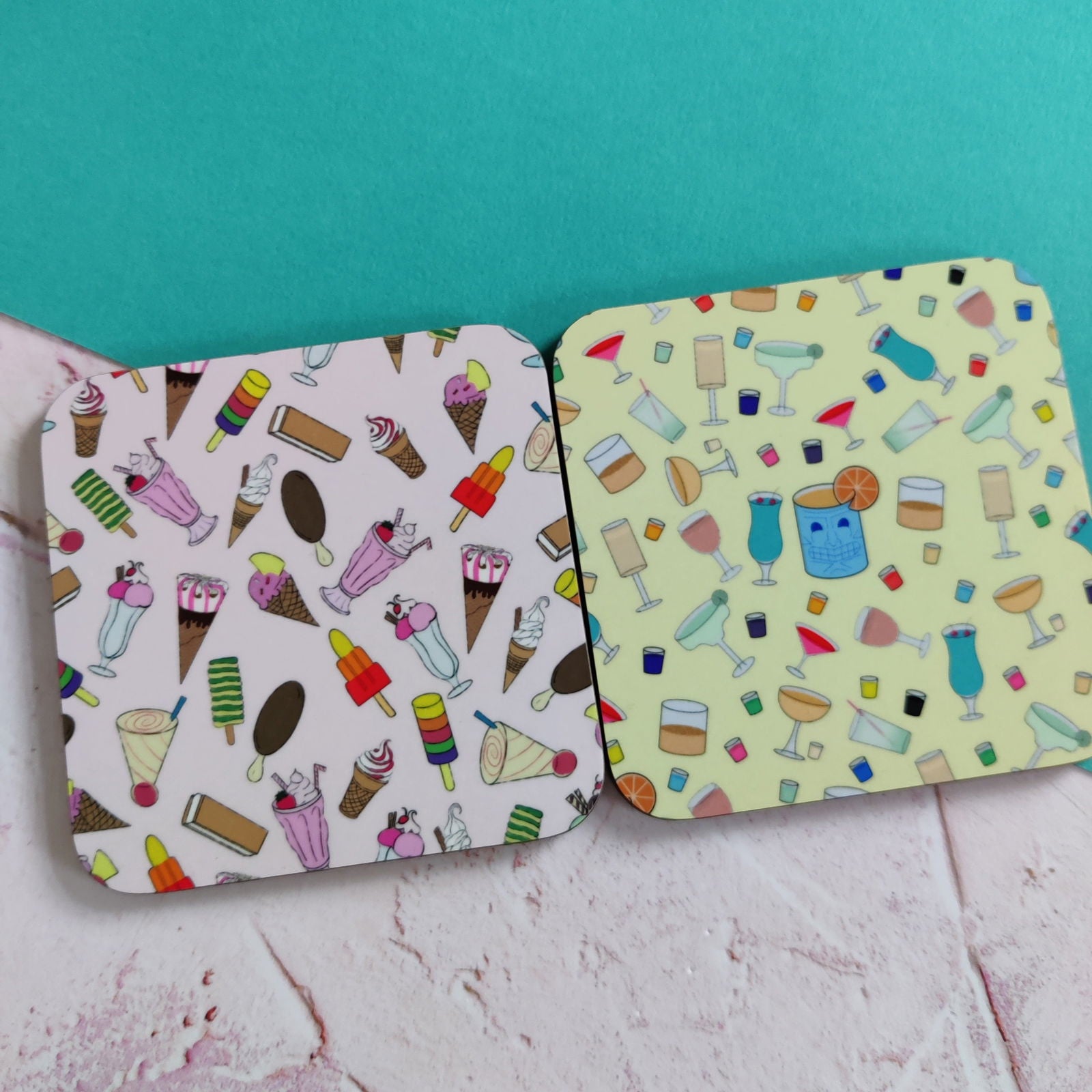 Cocktails & Shots Square Coaster - Fay Dixon Design