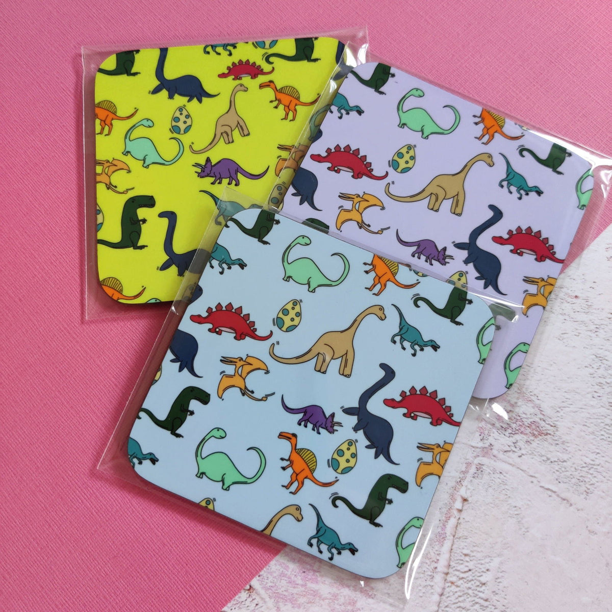 Coloured Dinosaur Square Coaster - Fay Dixon Design