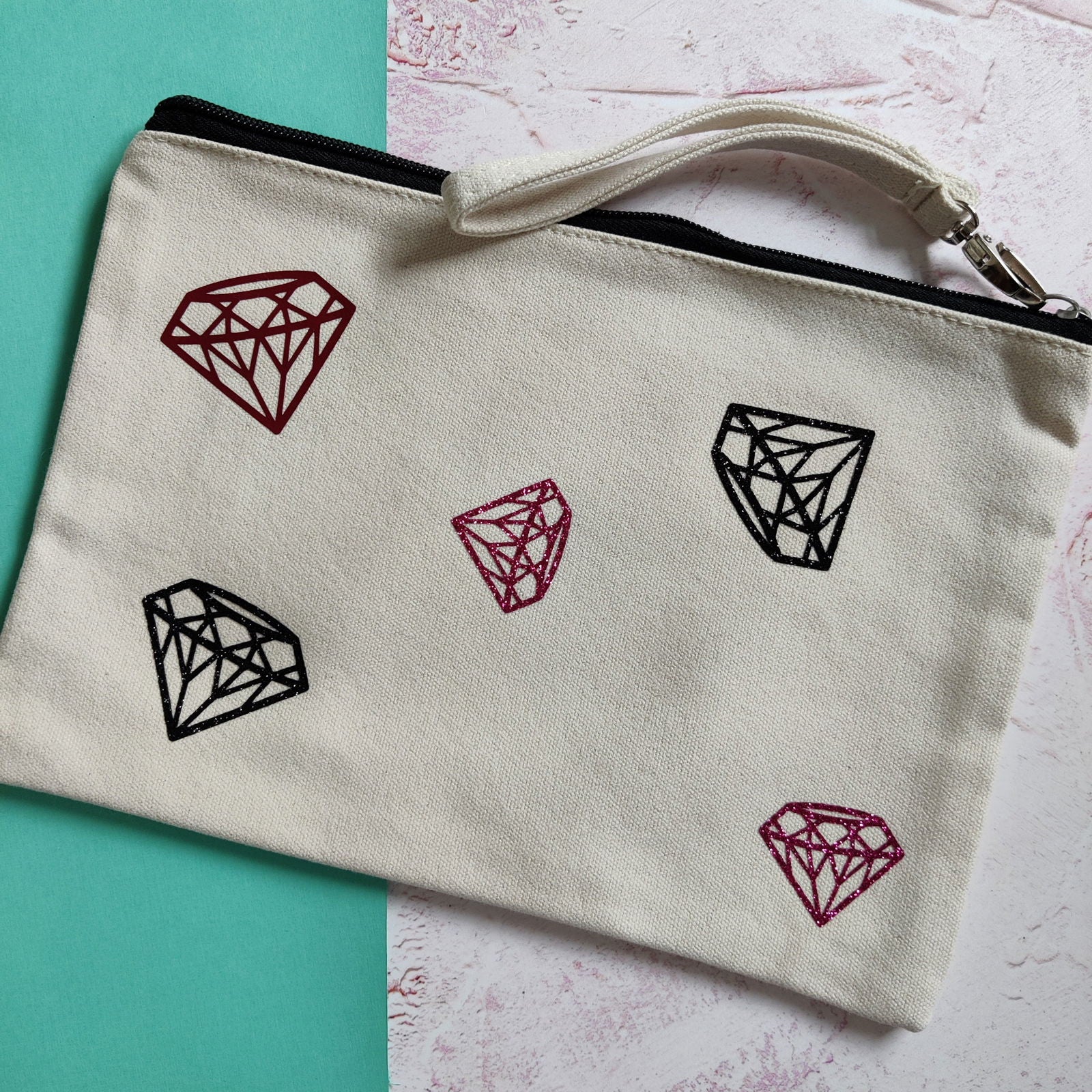 Diamond Design Cosmetic Wristlet Pouch - Fay Dixon Design