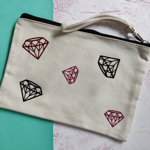 Diamond Design Cosmetic Wristlet Pouch - Fay Dixon Design