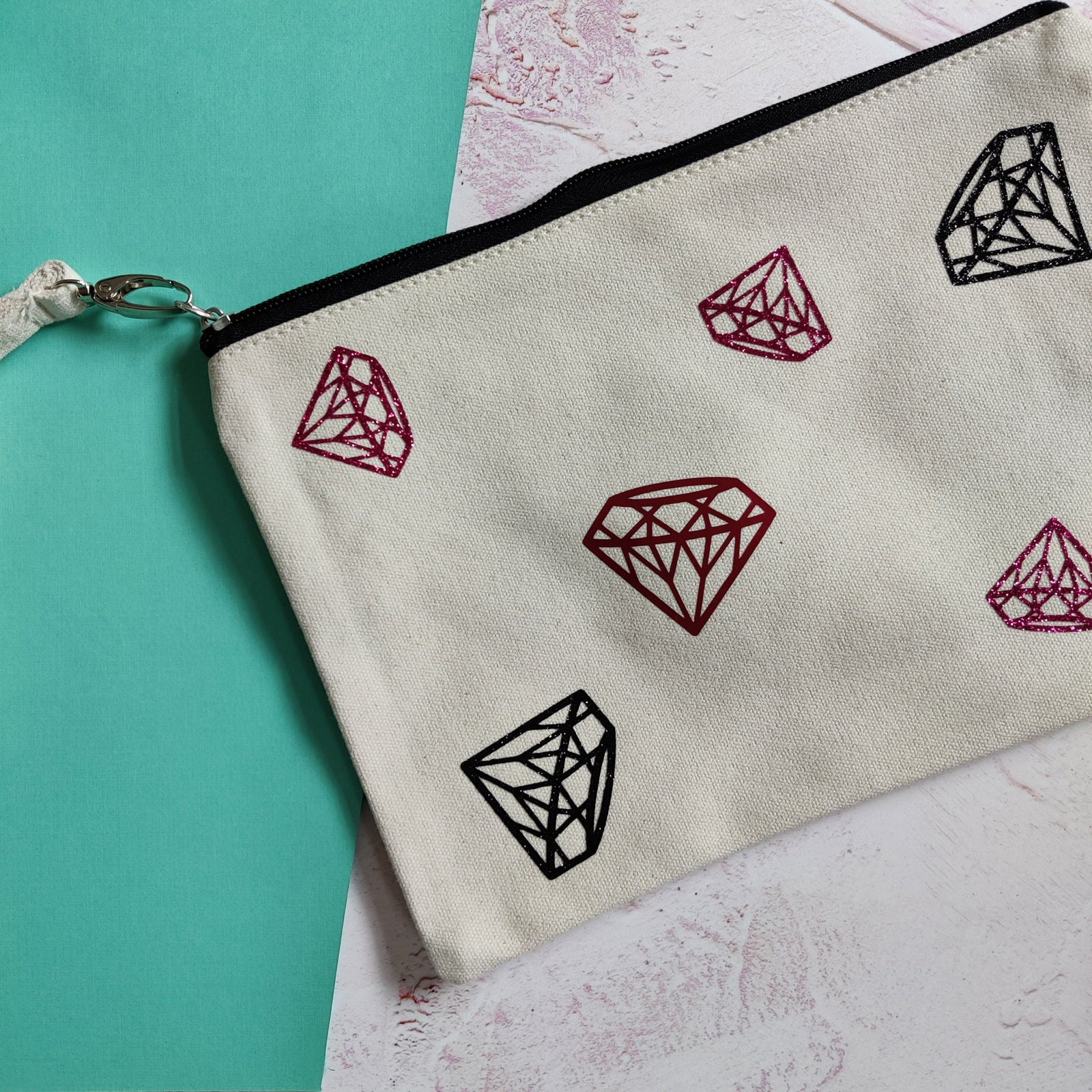 Diamond Design Cosmetic Wristlet Pouch - Fay Dixon Design