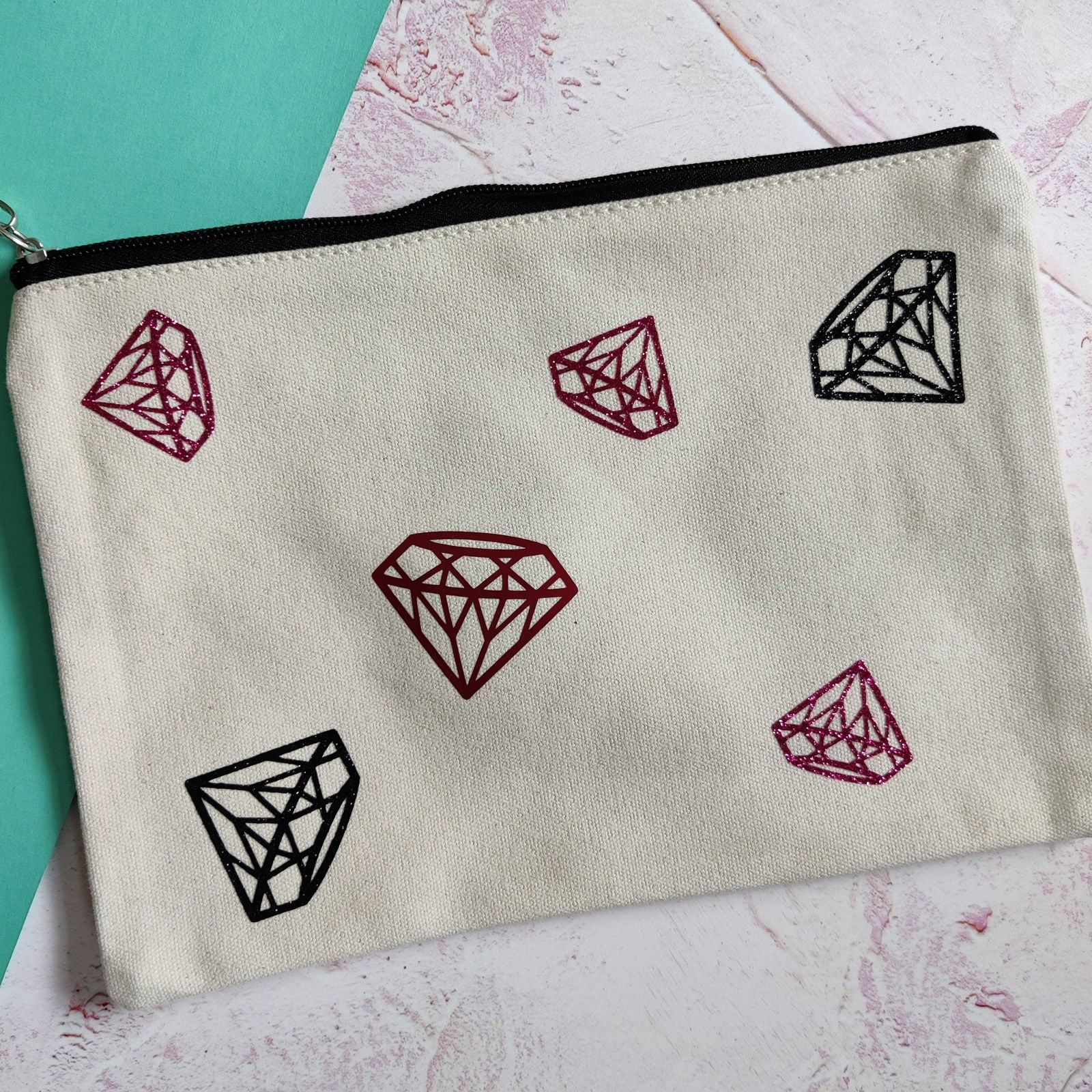 Diamond Design Cosmetic Wristlet Pouch - Fay Dixon Design