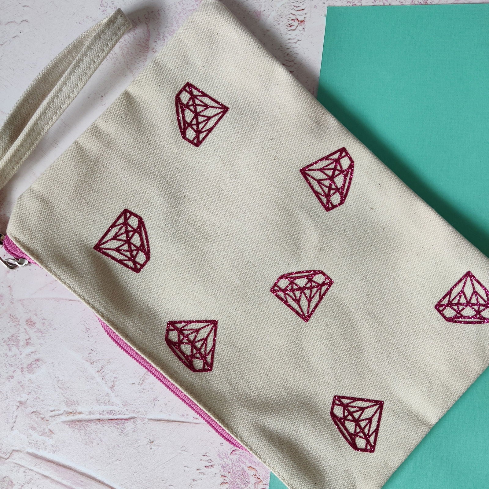 Diamond Design Cosmetic Wristlet Pouch - Fay Dixon Design