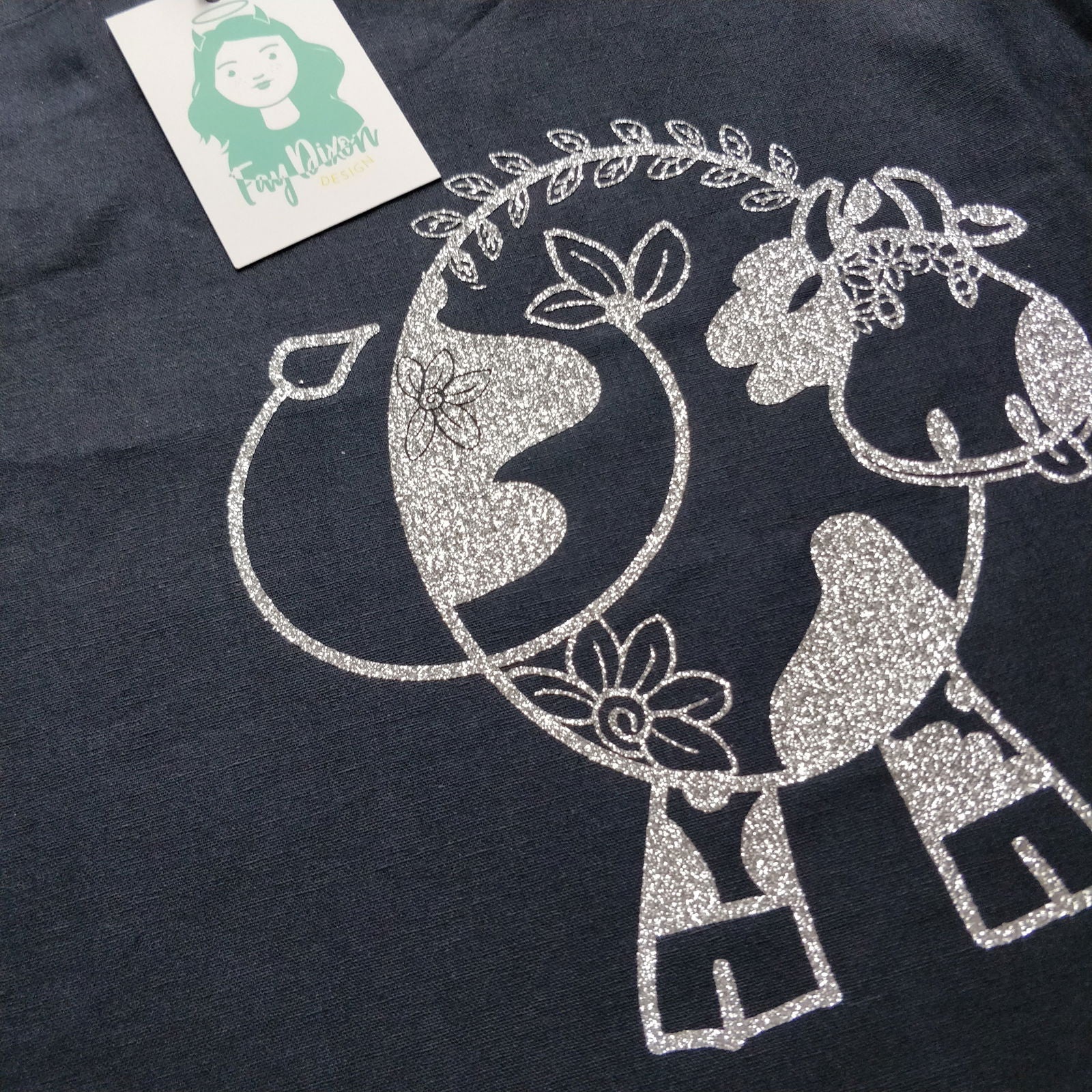 Floral Cow Line Drawing Tote Bag - Fay Dixon Design