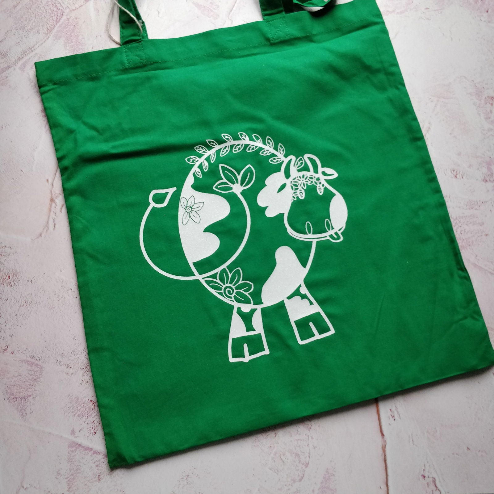 Floral Cow Line Drawing Tote Bag - Fay Dixon Design