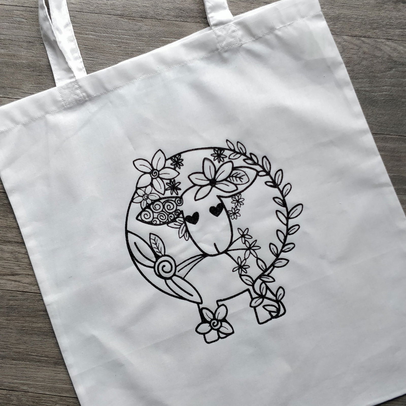 Floral Sheep Line Drawing Tote Bag - Fay Dixon Design