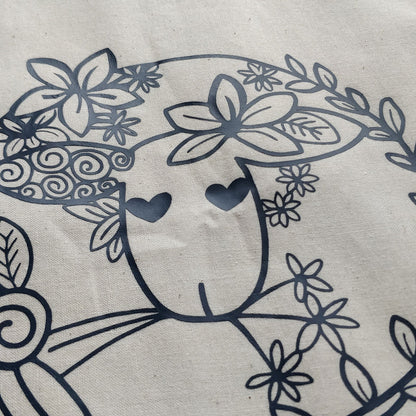 Floral Sheep Line Drawing Tote Bag - Fay Dixon Design