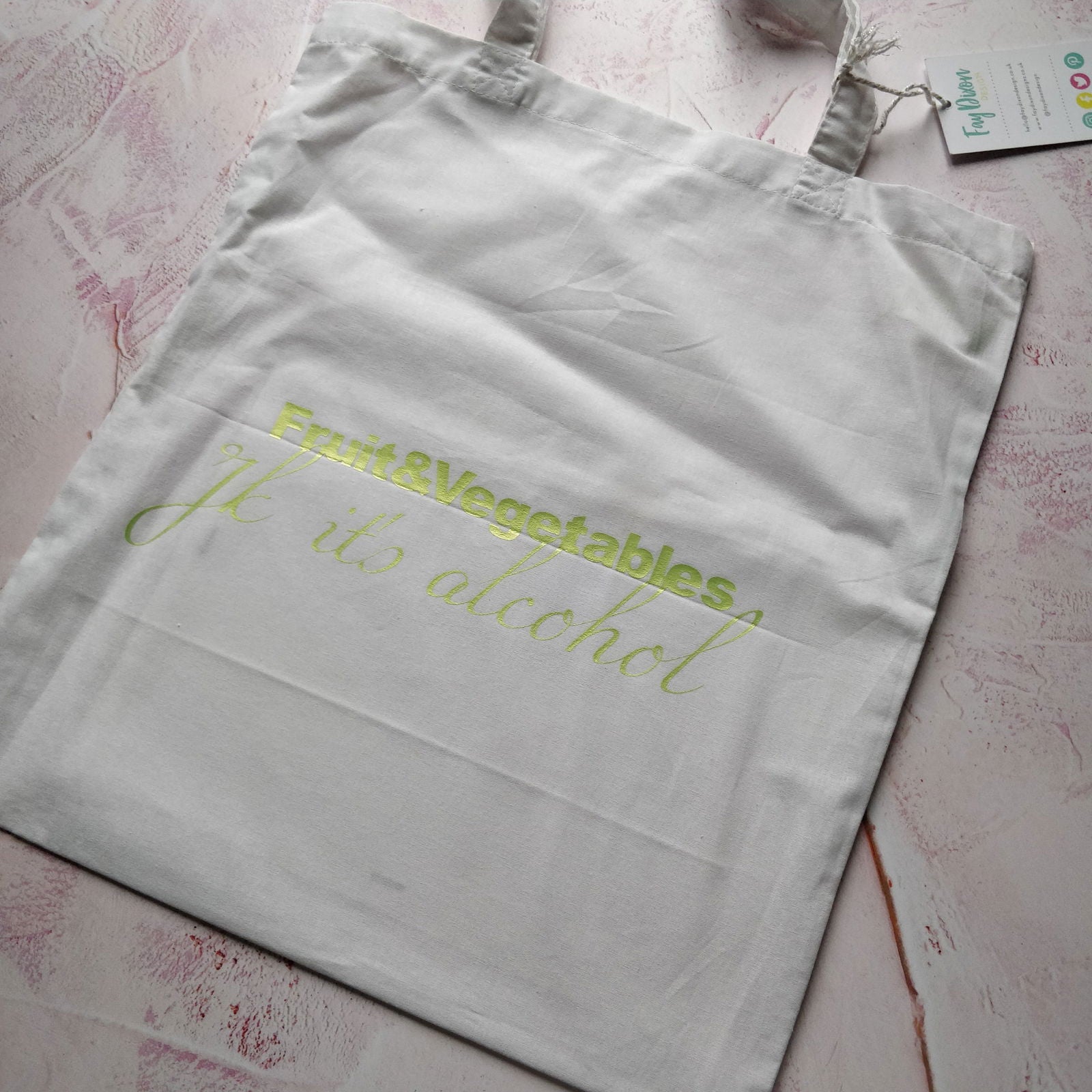 Fruit&Vegetables, JK its alcohol Tote Bag - Fay Dixon Design
