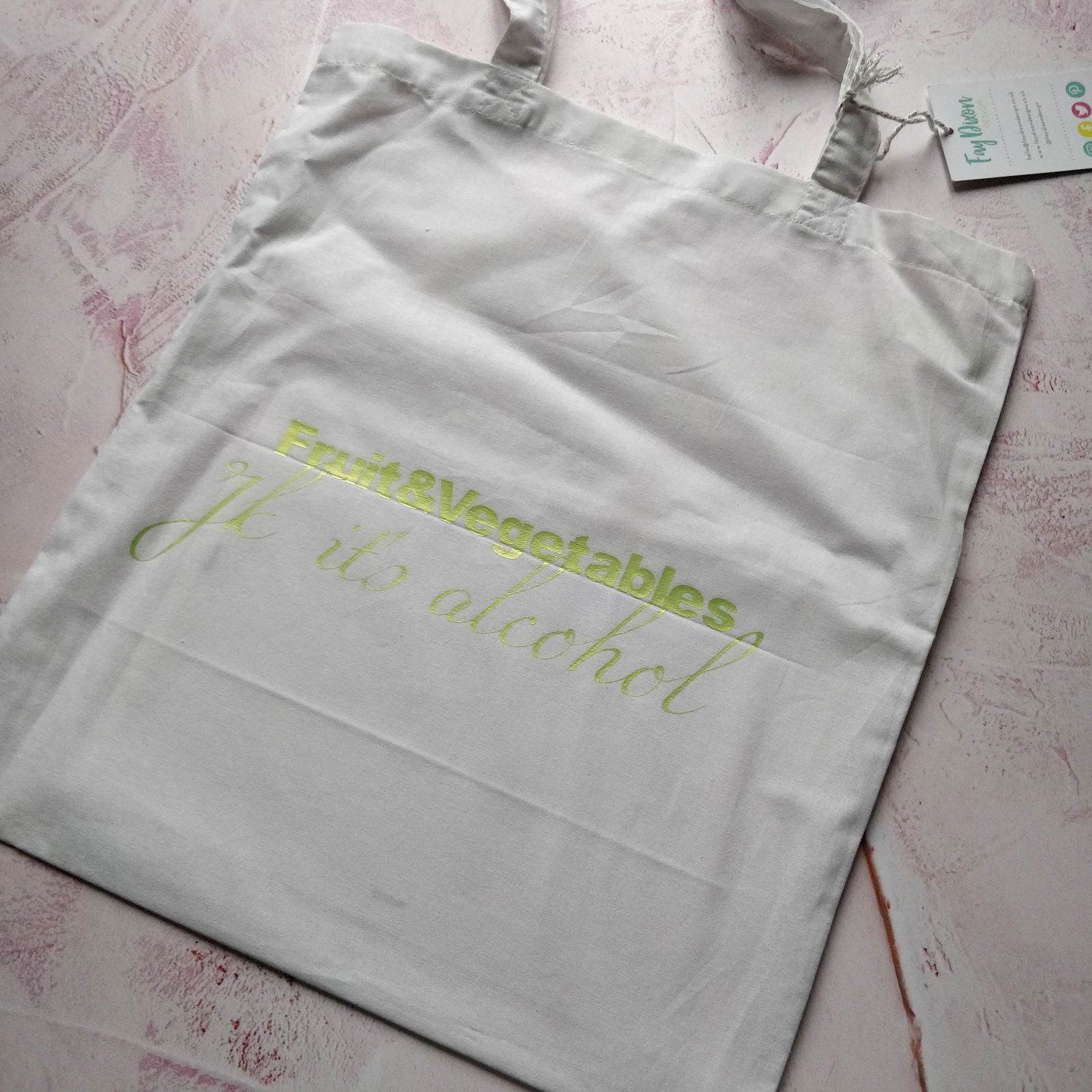 Fruit&Vegetables, JK its alcohol Tote Bag - Fay Dixon Design
