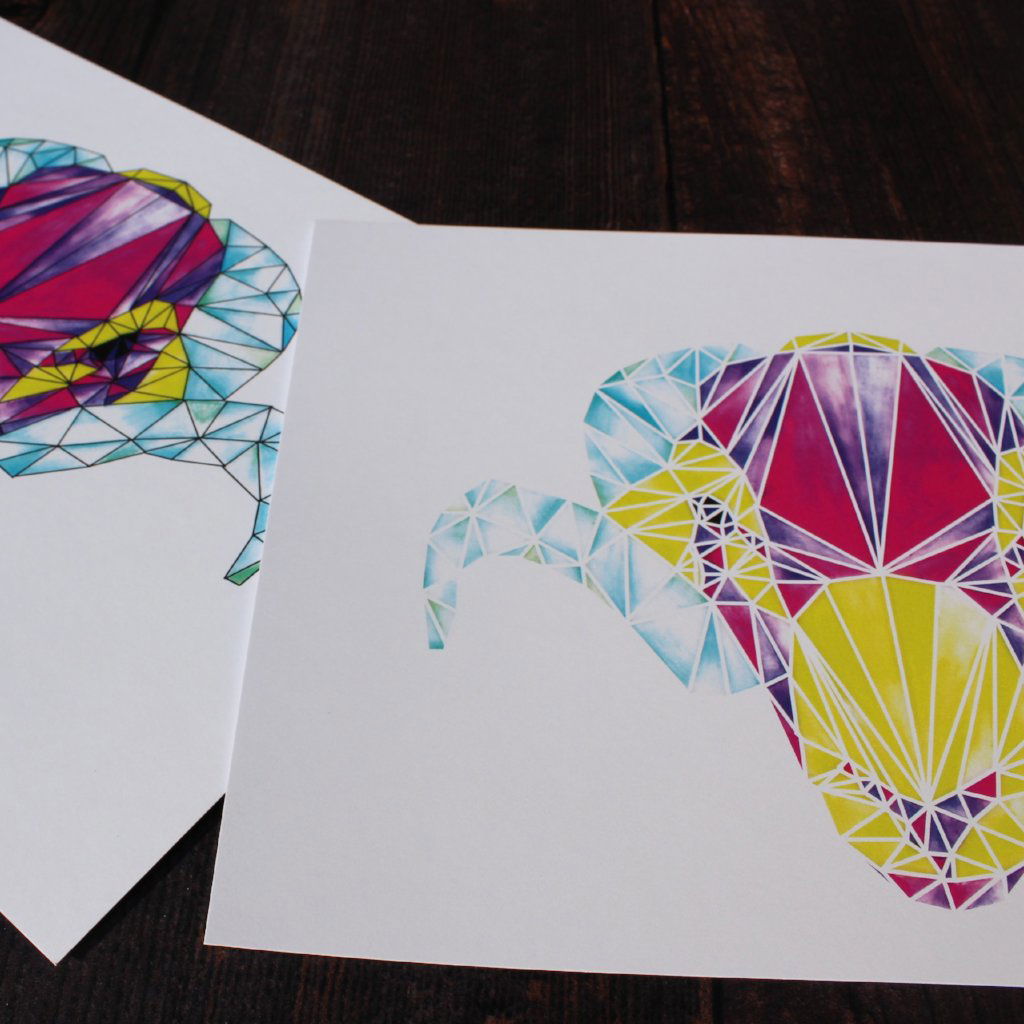 Geometric Watercolour Swaledale Sheep Tup Digital Print - Fay Dixon Design