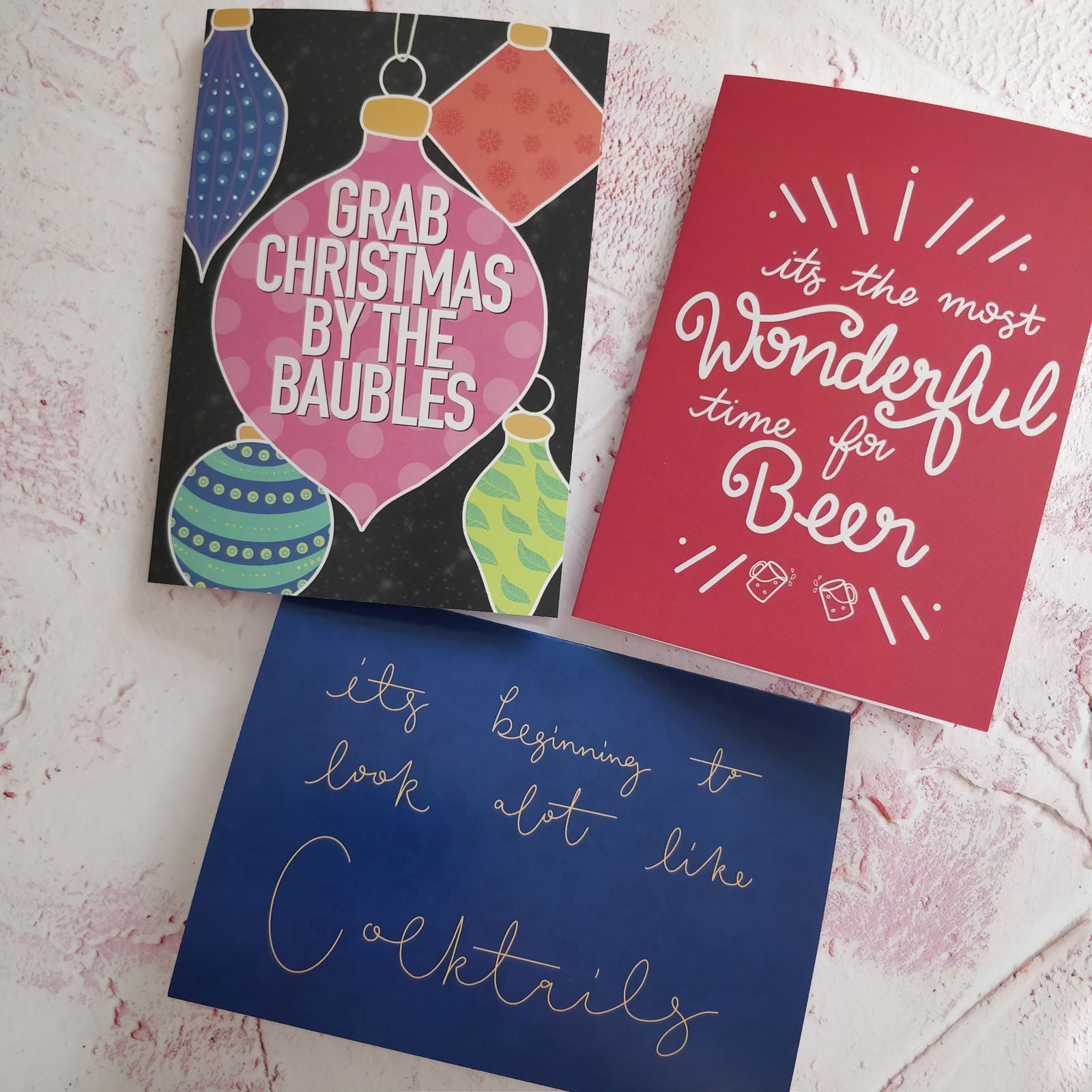 Grab Christmas by the Baubles Greeting Card - Fay Dixon Design