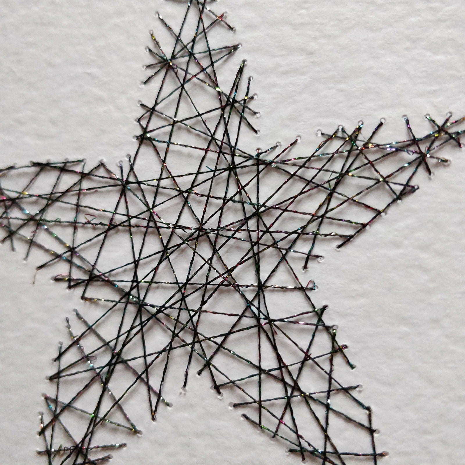 Handmade Black Threaded Star Flower Greeting Card - Fay Dixon Design