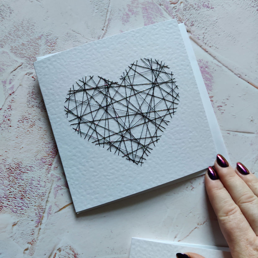 Handmade Threaded Heart Greeting Card – Fay Dixon Design