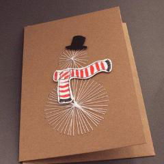 Handmade Threaded Snowman Card - Fay Dixon Design