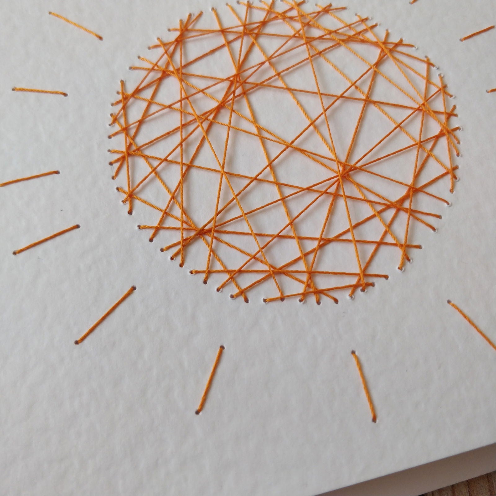 Handmade Yellow Threaded Sun Greeting Card - Fay Dixon Design