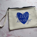 Hello Lovely Cotton Pouch with Wrist Strap - Fay Dixon Design
