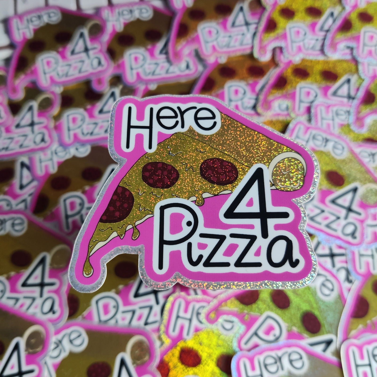 Here for Pizza Vinyl Sticker - Fay Dixon Design