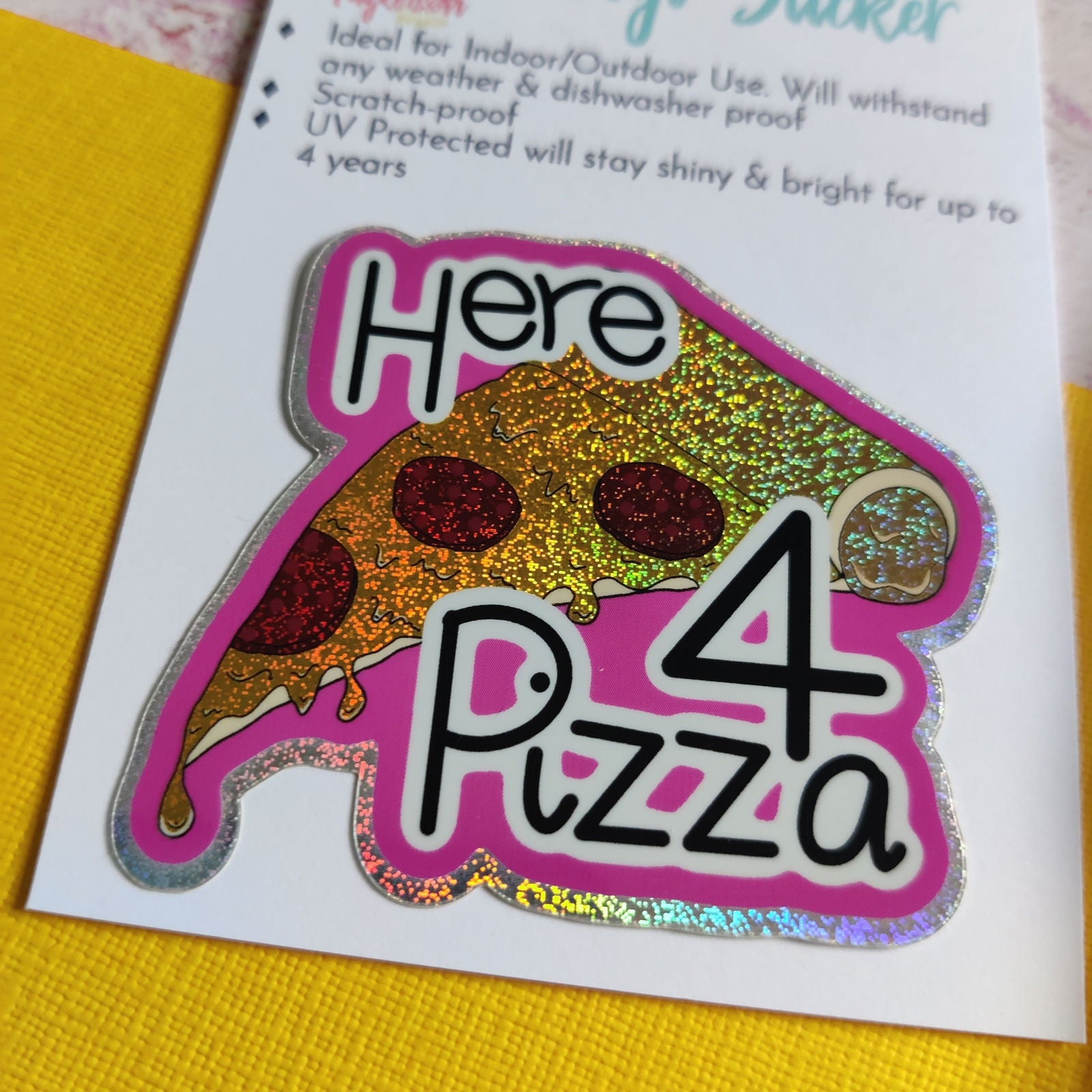 Here for Pizza Vinyl Sticker - Fay Dixon Design