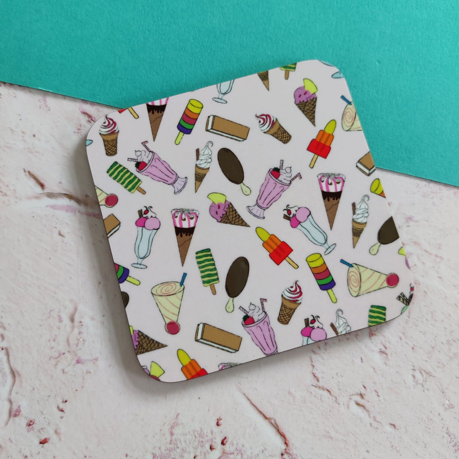Ice Cream & Lollies Square Coaster - Fay Dixon Design