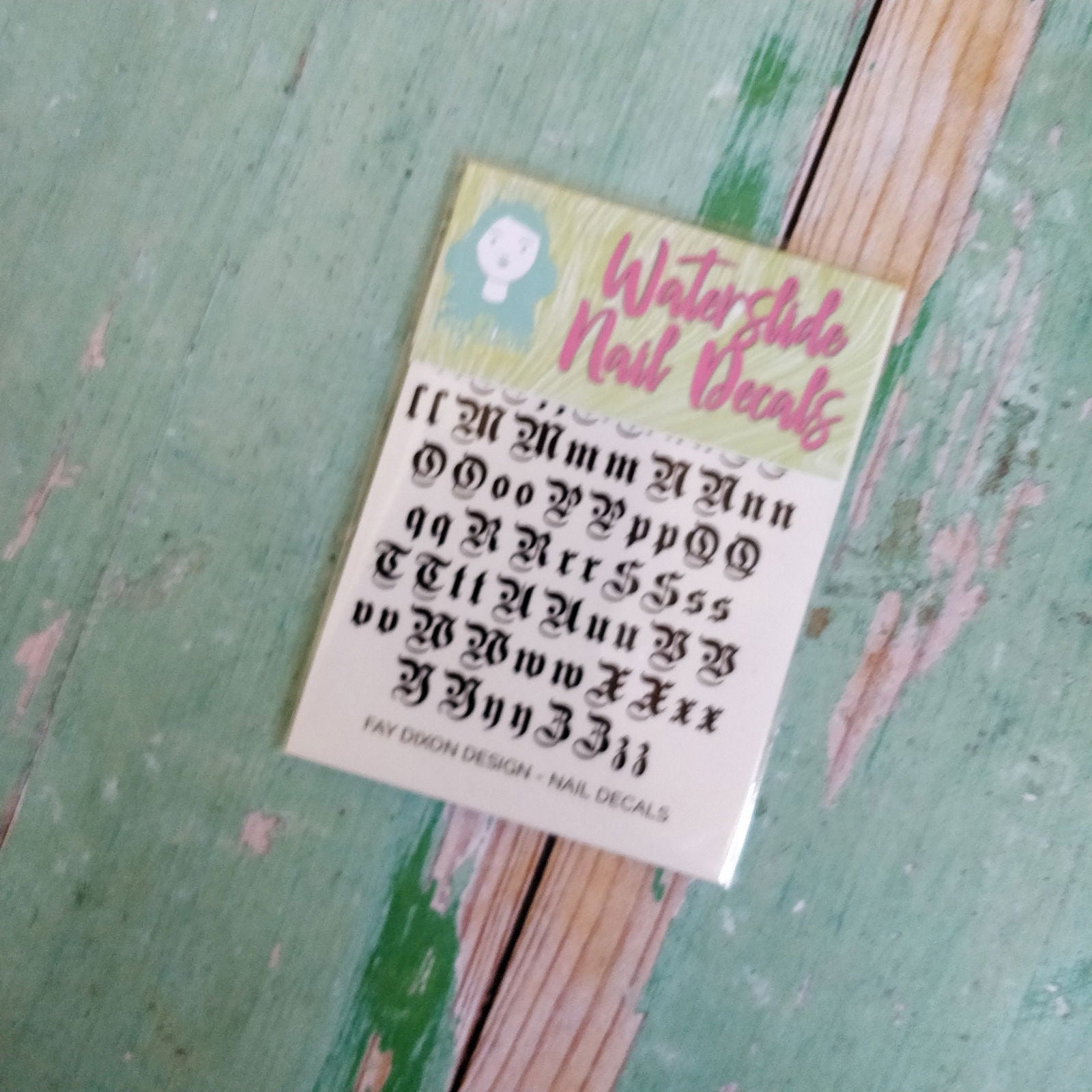 Medieval Font Waterslide Nail Decals - Fay Dixon Design