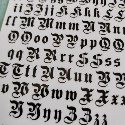 Medieval Font Waterslide Nail Decals - Fay Dixon Design