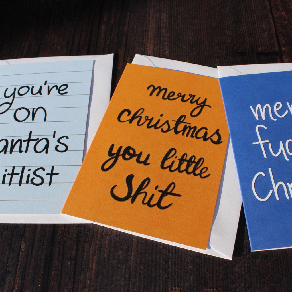 Merry Christmas you little Shit Christmas Card - Fay Dixon Design