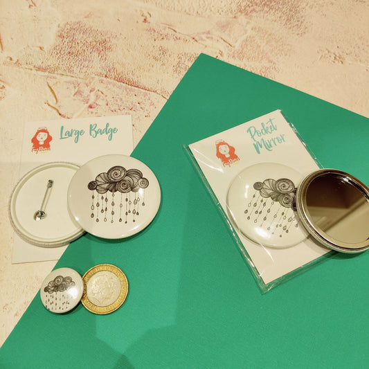 Cloud Line Drawing Badge/Mirror - Fay Dixon Design