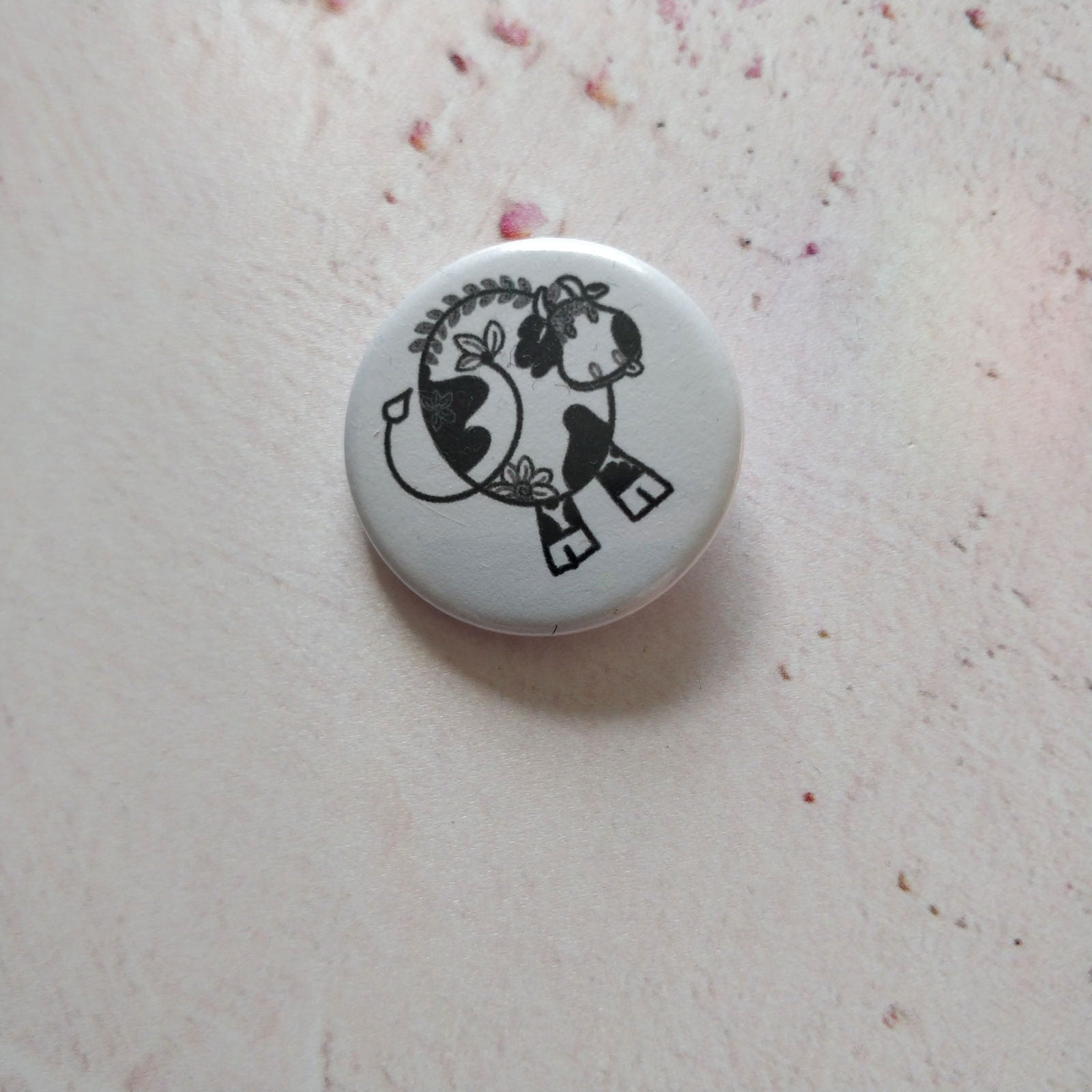 Floral Cow Illustrated Badge/Mirror - Fay Dixon Design