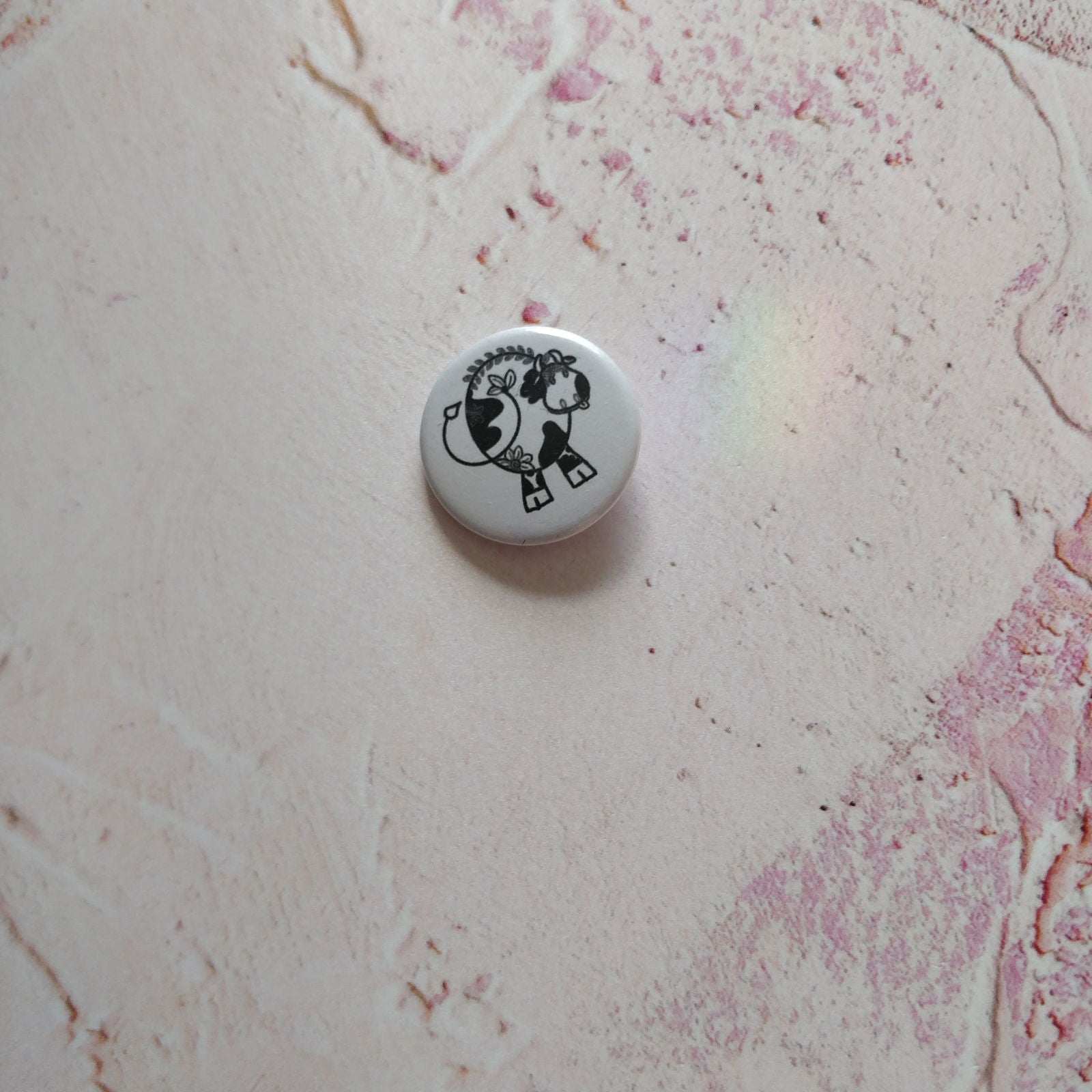 Floral Cow Illustrated Badge/Mirror - Fay Dixon Design
