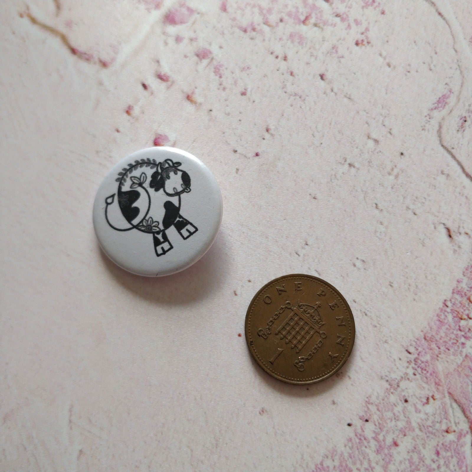 Floral Cow Illustrated Badge/Mirror - Fay Dixon Design
