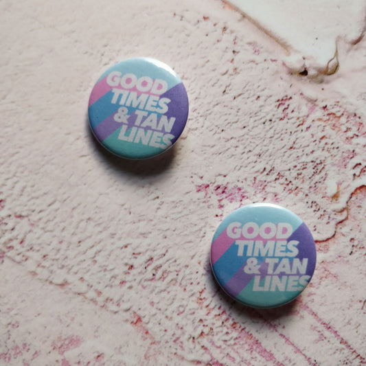 Good Times and Tan Lines Illustration Badge/Mirror - Fay Dixon Design