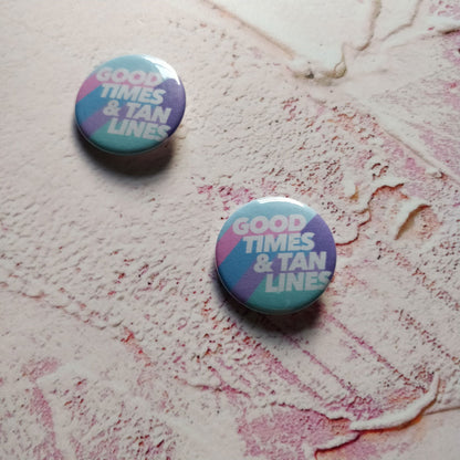 Good Times and Tan Lines Illustration Badge/Mirror - Fay Dixon Design