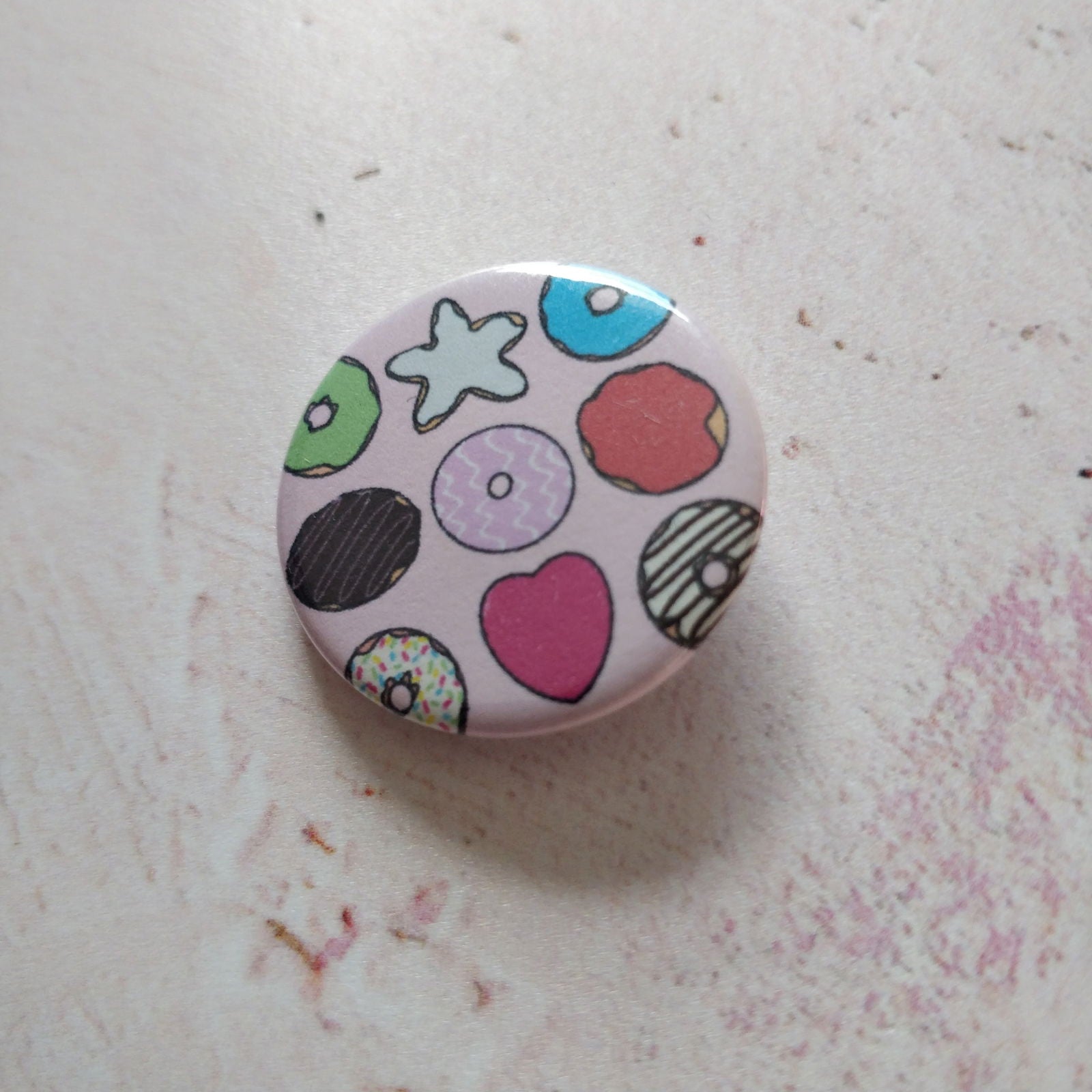 Illustrated Doughnut Badge/Mirror - Fay Dixon Design