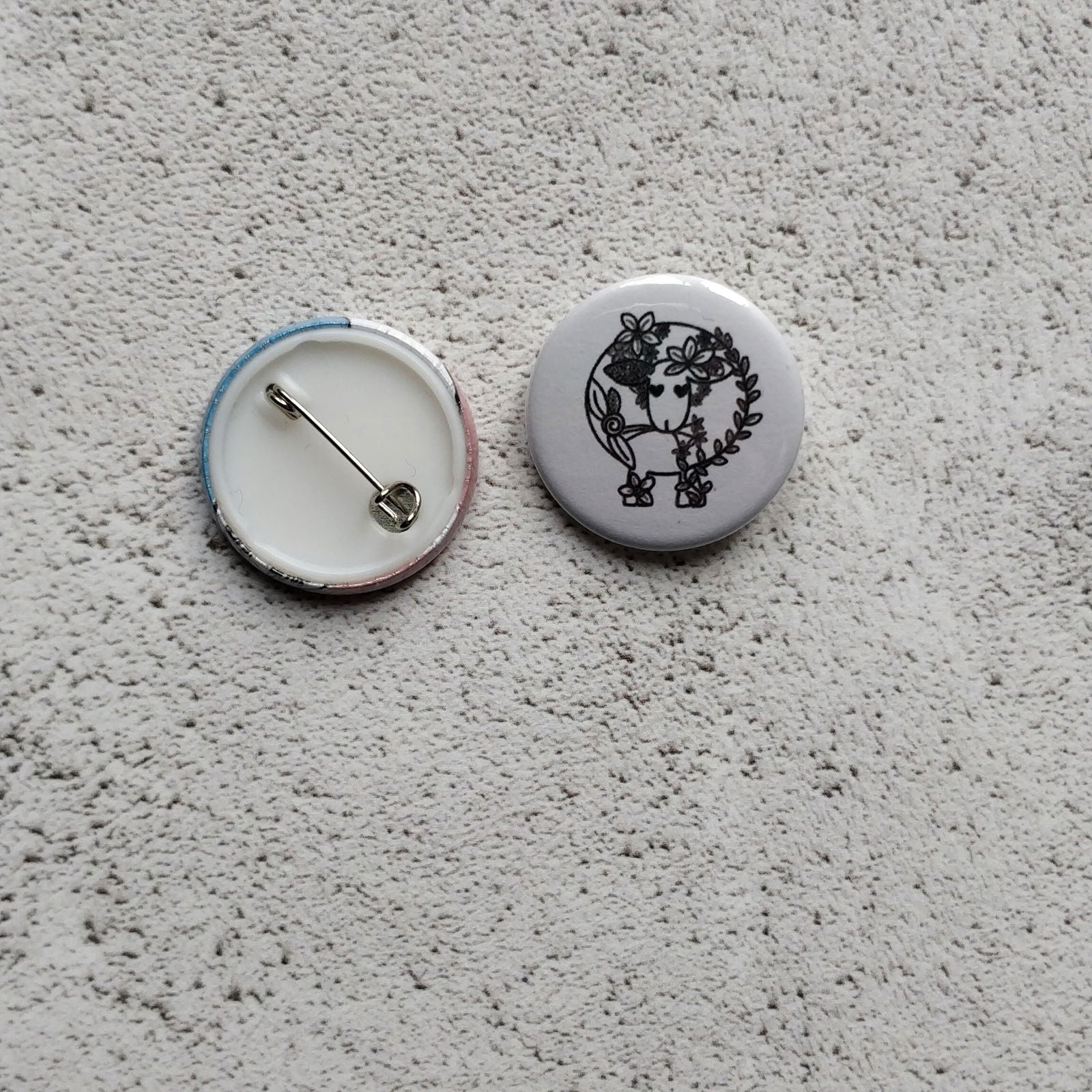 Sheep Floral line Drawing Badge/Mirror - Fay Dixon Design