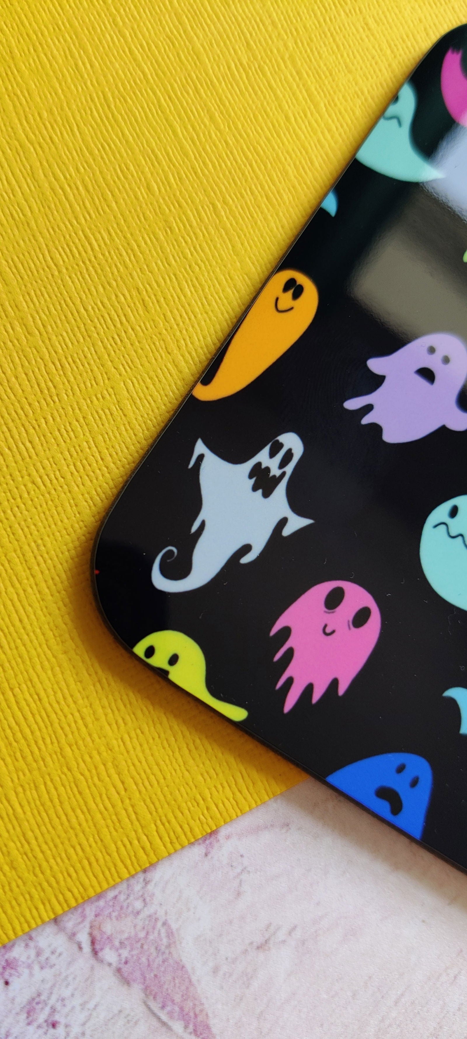 Multi-coloured Ghost Square Coaster - Fay Dixon Design