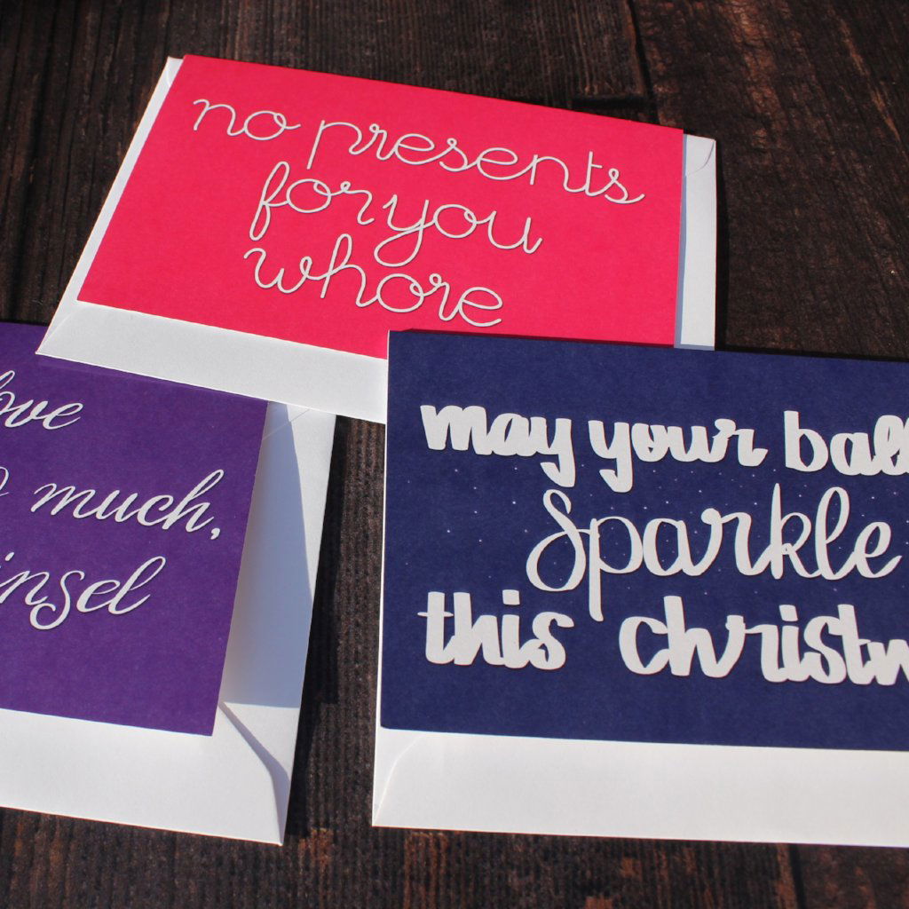 No Presents for you Whore Christmas Card - Fay Dixon Design