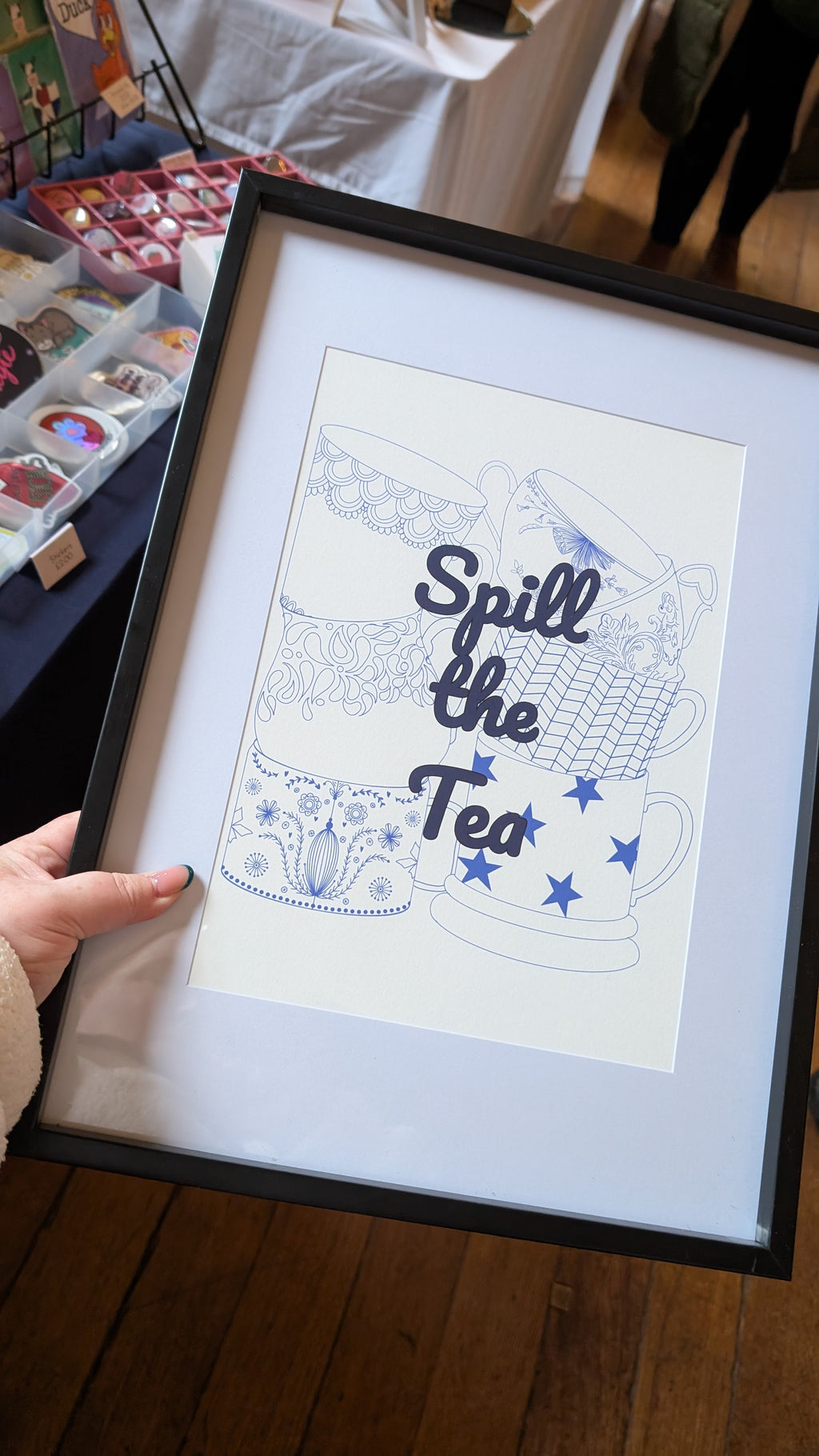 Spill The Tea Mug Line Drawing Art Print