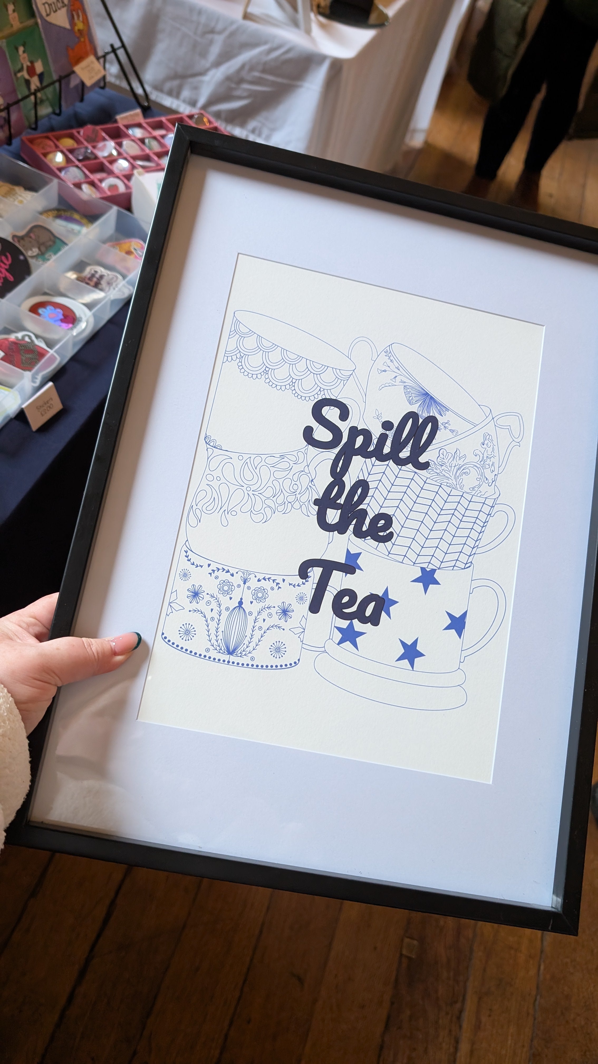 Spill The Tea Mug Line Drawing Art Print