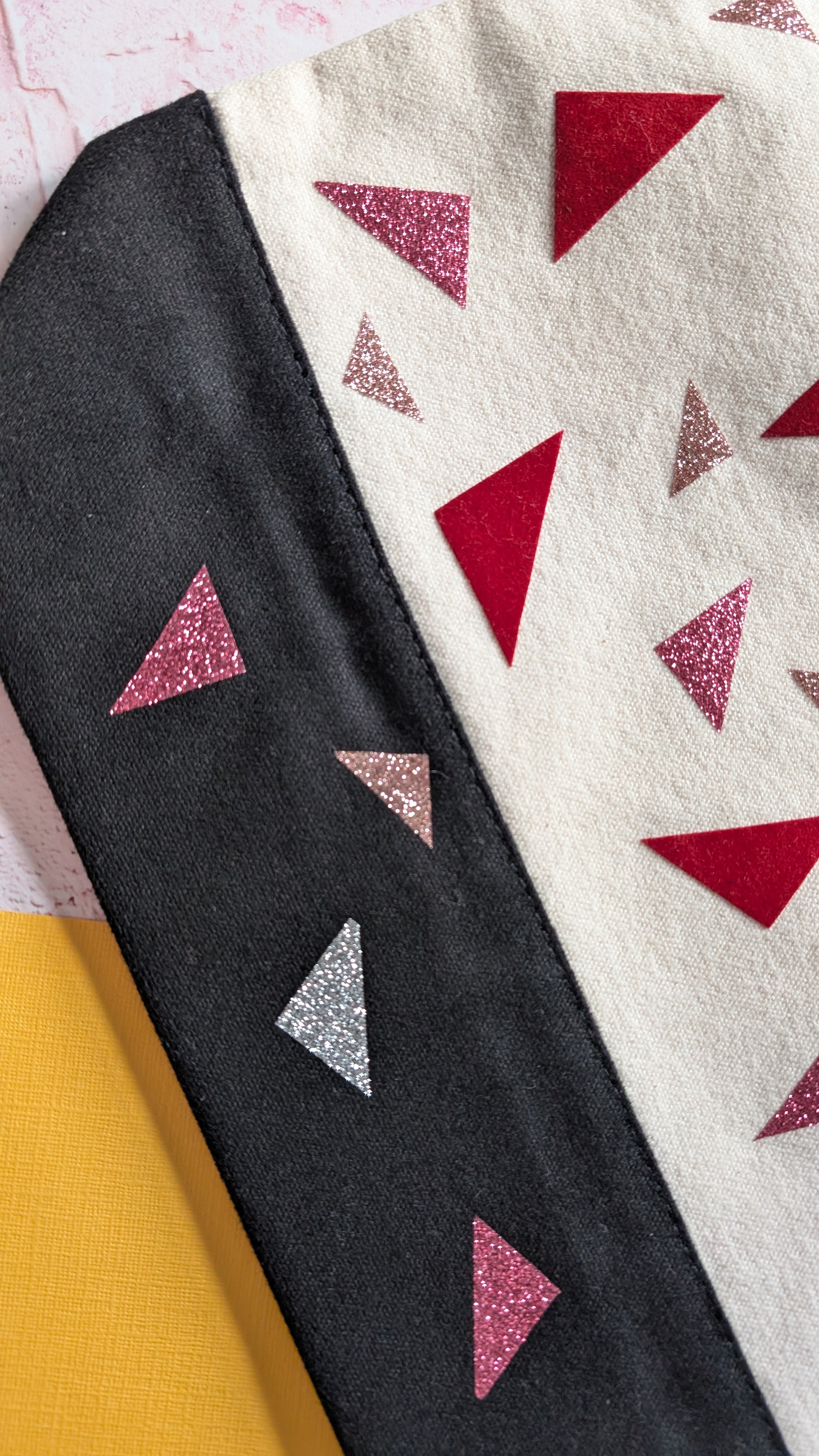 Black, Red and silver glitter Cotton Pouch