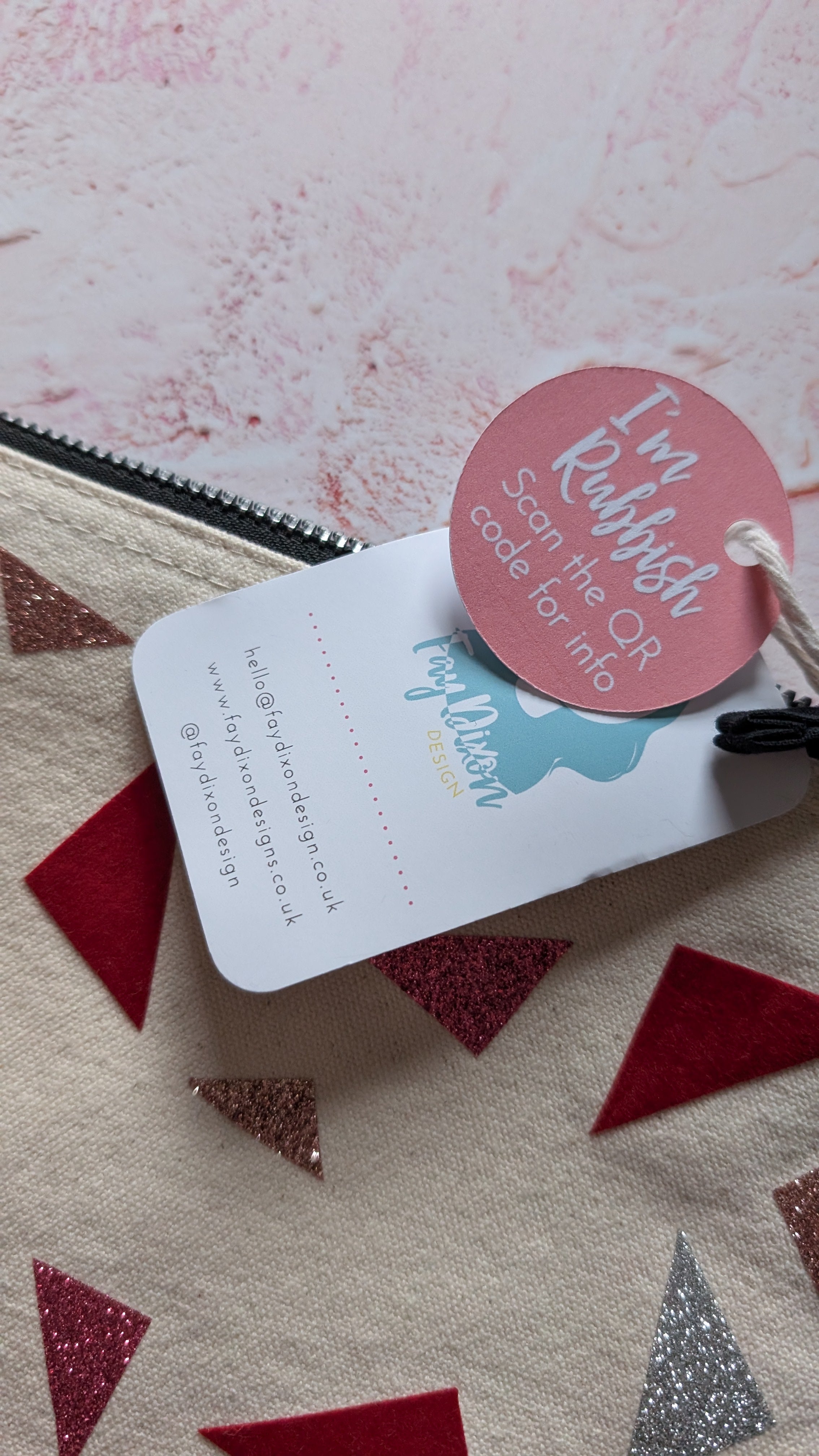 Black, Red and silver glitter Cotton Pouch