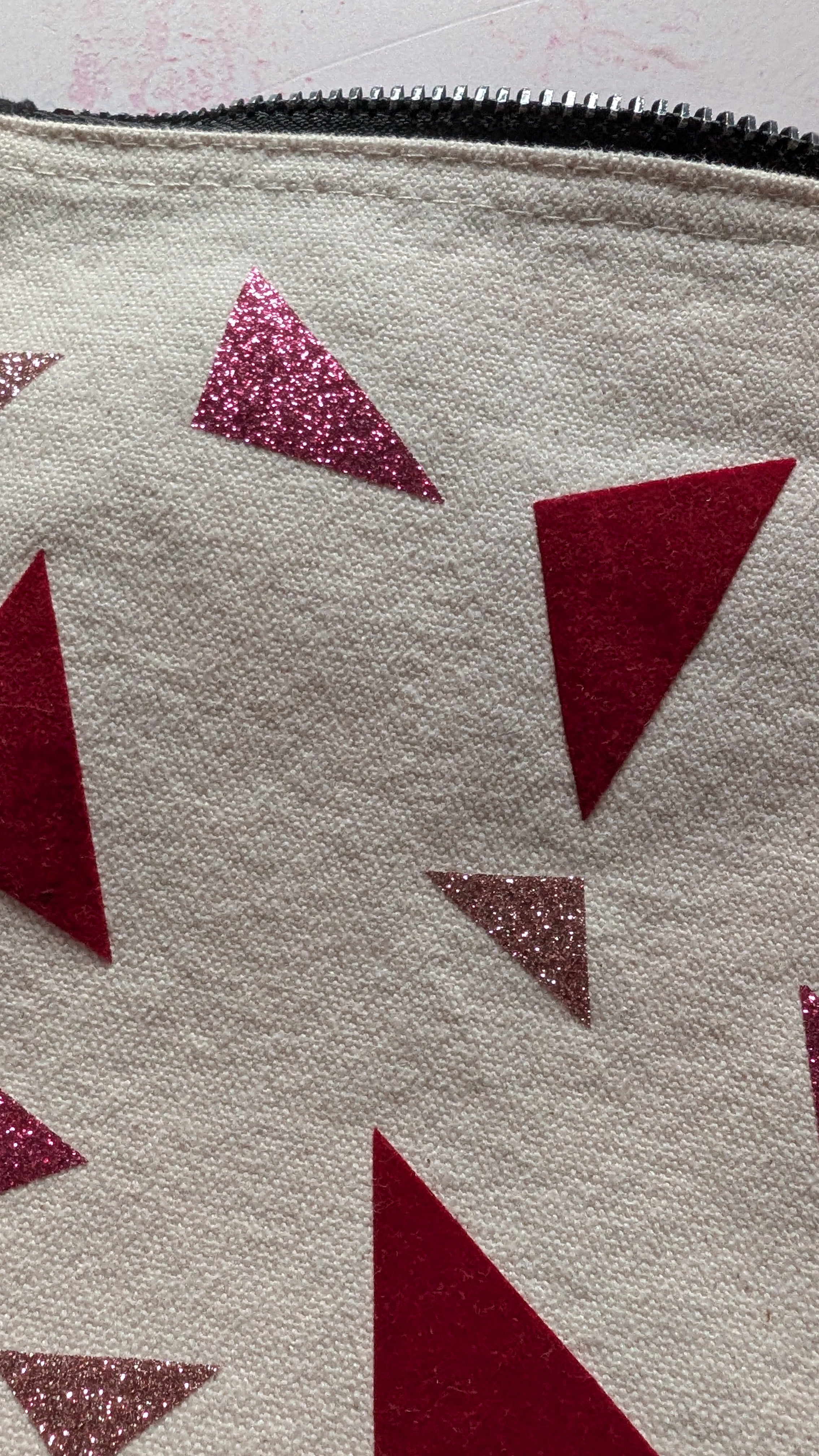 Black, Red and silver glitter Cotton Pouch