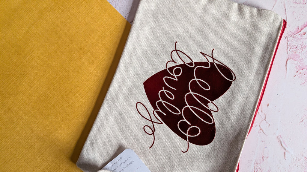 Hello Lovely Cotton Pouch with Wrist Strap