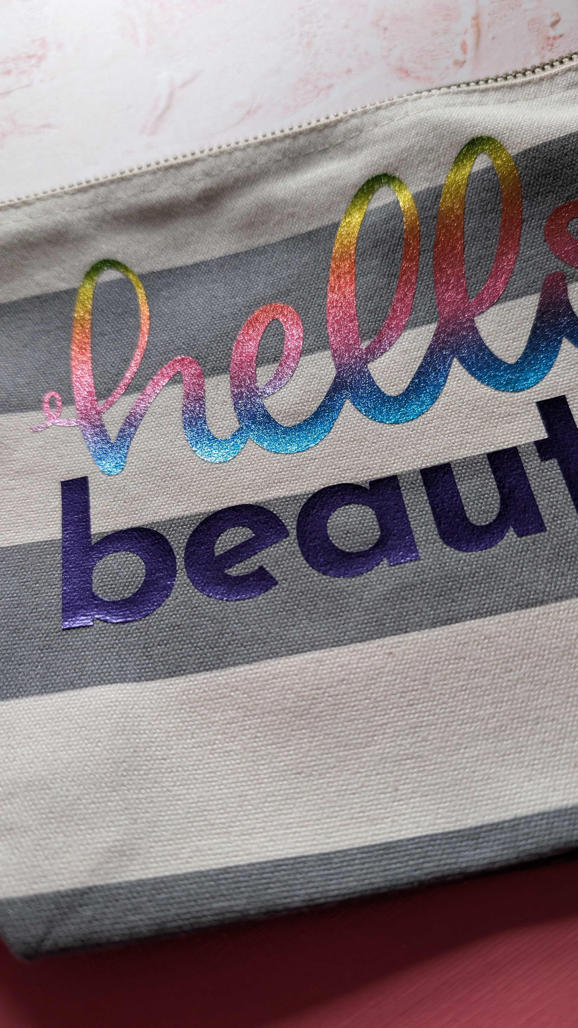 Hello Beautiful Cotton Pouch with Wrist Strap