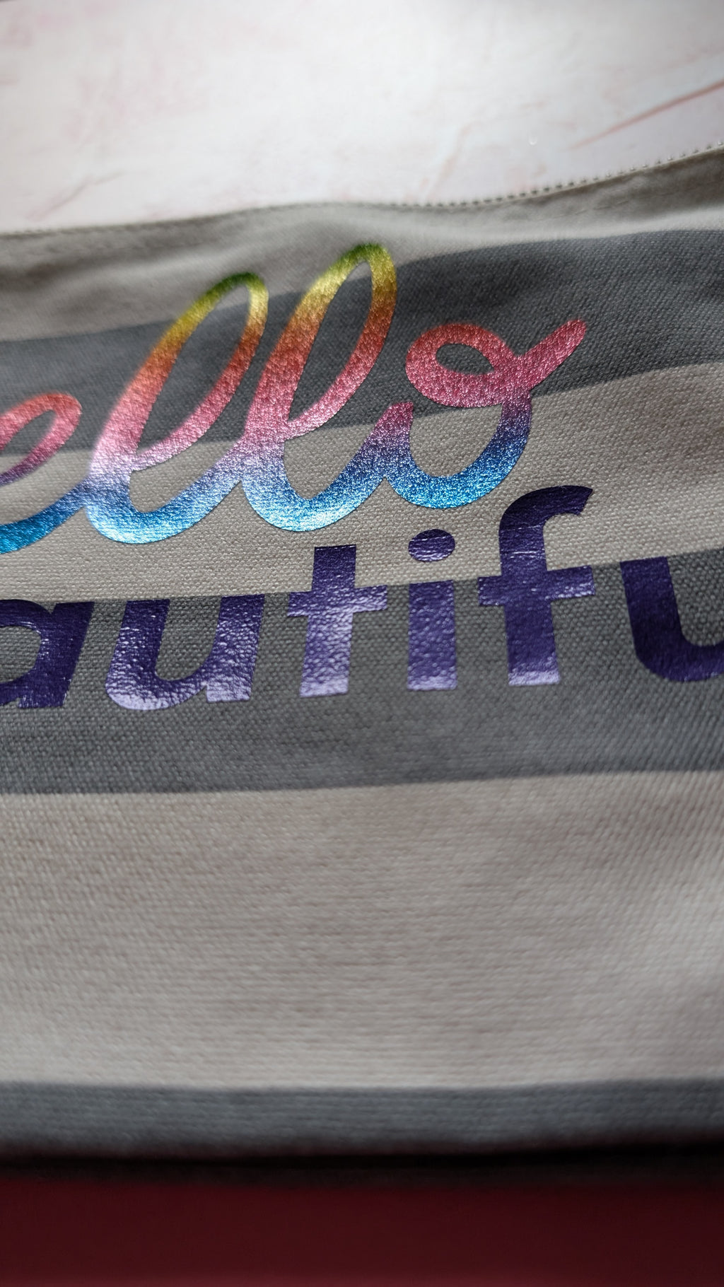 Hello Beautiful Cotton Pouch with Wrist Strap
